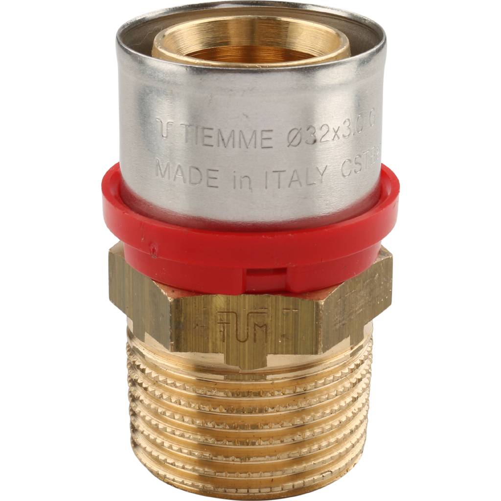 Муфта TIEMME с наружной резьбой 32x1 для металлопластиковых труб прессовой, 1650032