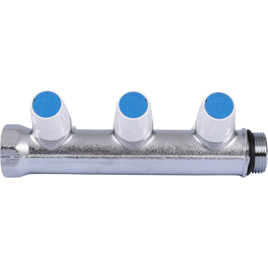 Коллектор на 3 выхода TIEMME с регулировочными вентилями 3/4х3/4 на 3 выхода