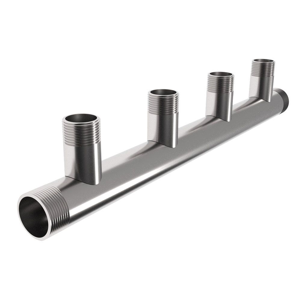 Распределительный коллектор GIDRUSS DMSS-32-25x4 (нерж., магистральное подкл. G 1, 4 контура G 1, PN10)