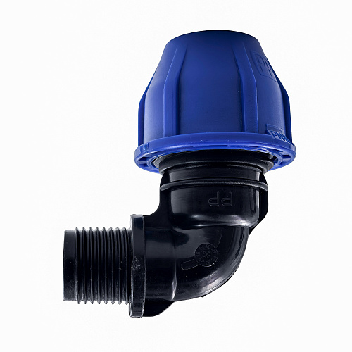 Отвод компрессионный, полипропилен наружная резьба 20х 1/2, для полиэтиленовых труб, РТП