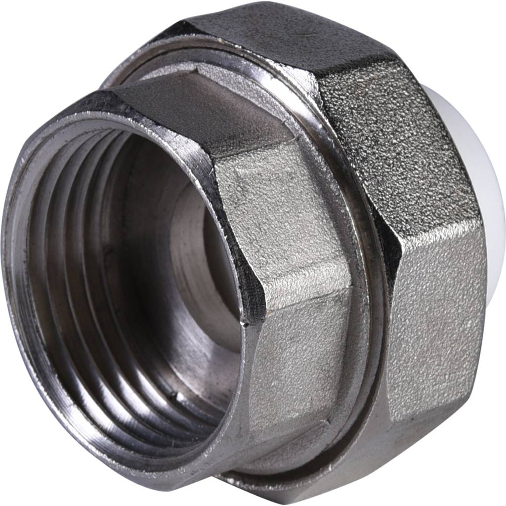 Муфта разъемная с наружной резьбой Политэк 20х1 для полипропиленовых труб под сварку (цвет белый), 9800002001