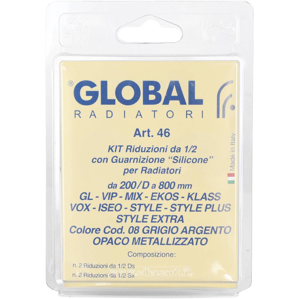 Присоединительный набор для радиатора Global 011046 08 KIT 1/2 (цвет cod.08 grigio argento opaco metallizzato (серый)), A046KIT1/208