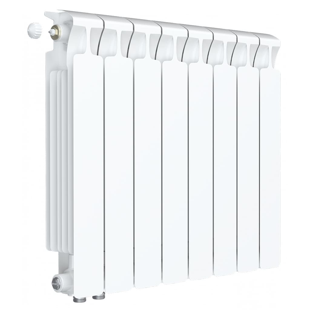 Радиатор биметаллический RIFAR MONOLIT VENTIL 500 MVR 9 секций нижнее правое подключение (белый RAL 9016), 3RM50.VR-9