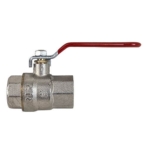 Кран шаровой ручка рычаг, латунь, внутренняя/внутренняя резьба  3/4,PN40 еврослот, никель, РТП