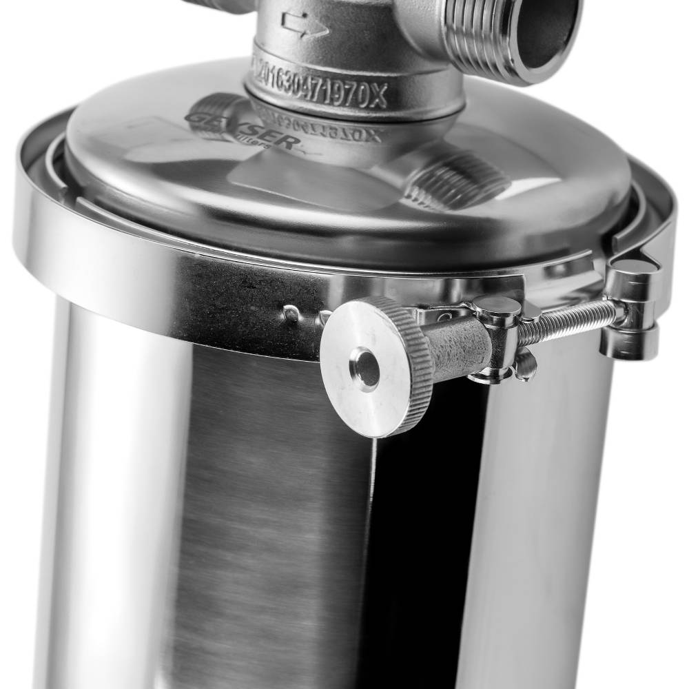 Корпус фильтра Гейзер премьер 20BB нерж. сталь для хол. и горячей воды со сливом 1, 50755