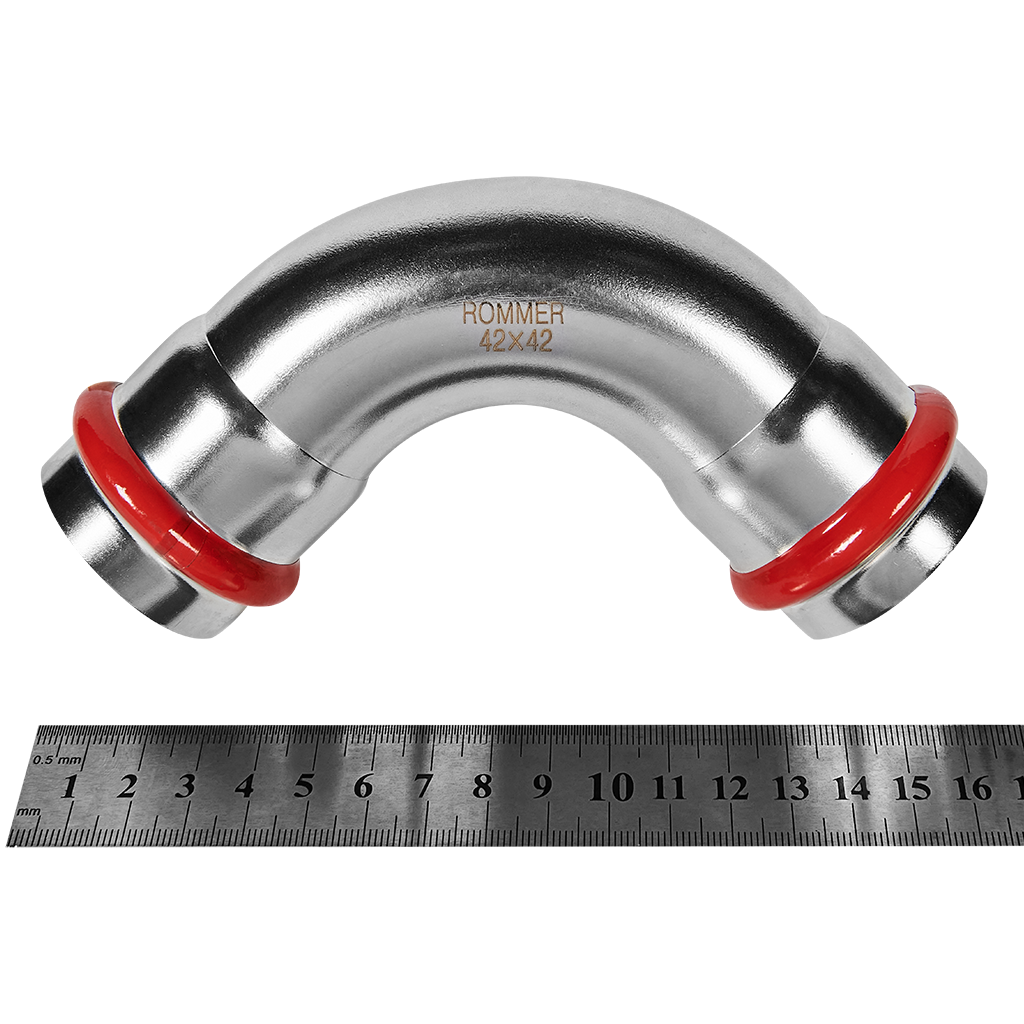 Угольник ROMMER 90°-ВПр, 42, из нержавеющей стали прессовой