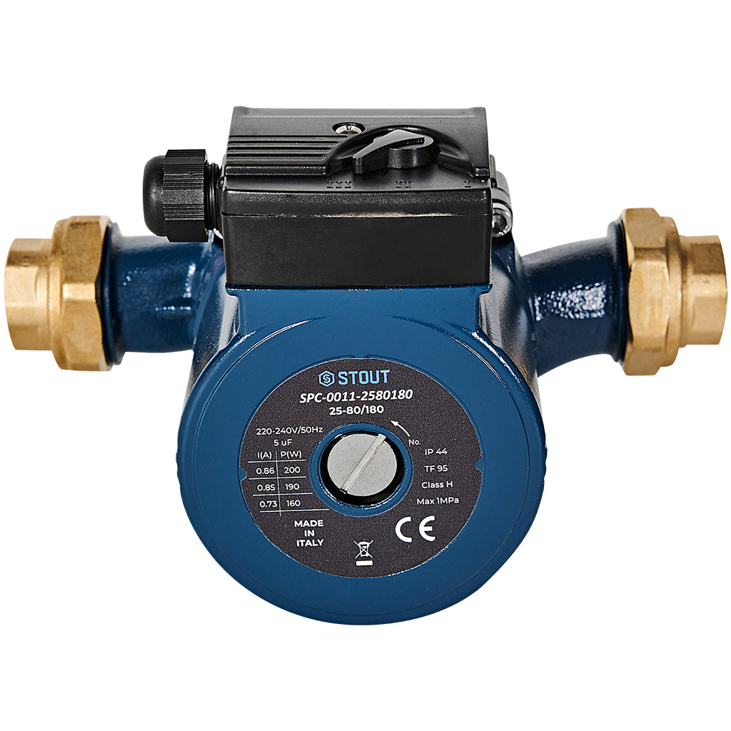 Циркуляционный насос STOUT 25-80/180 220/240V 50Hz с латунными гайками G 1 1/2 x Rp 1, SPC-0011-2580180