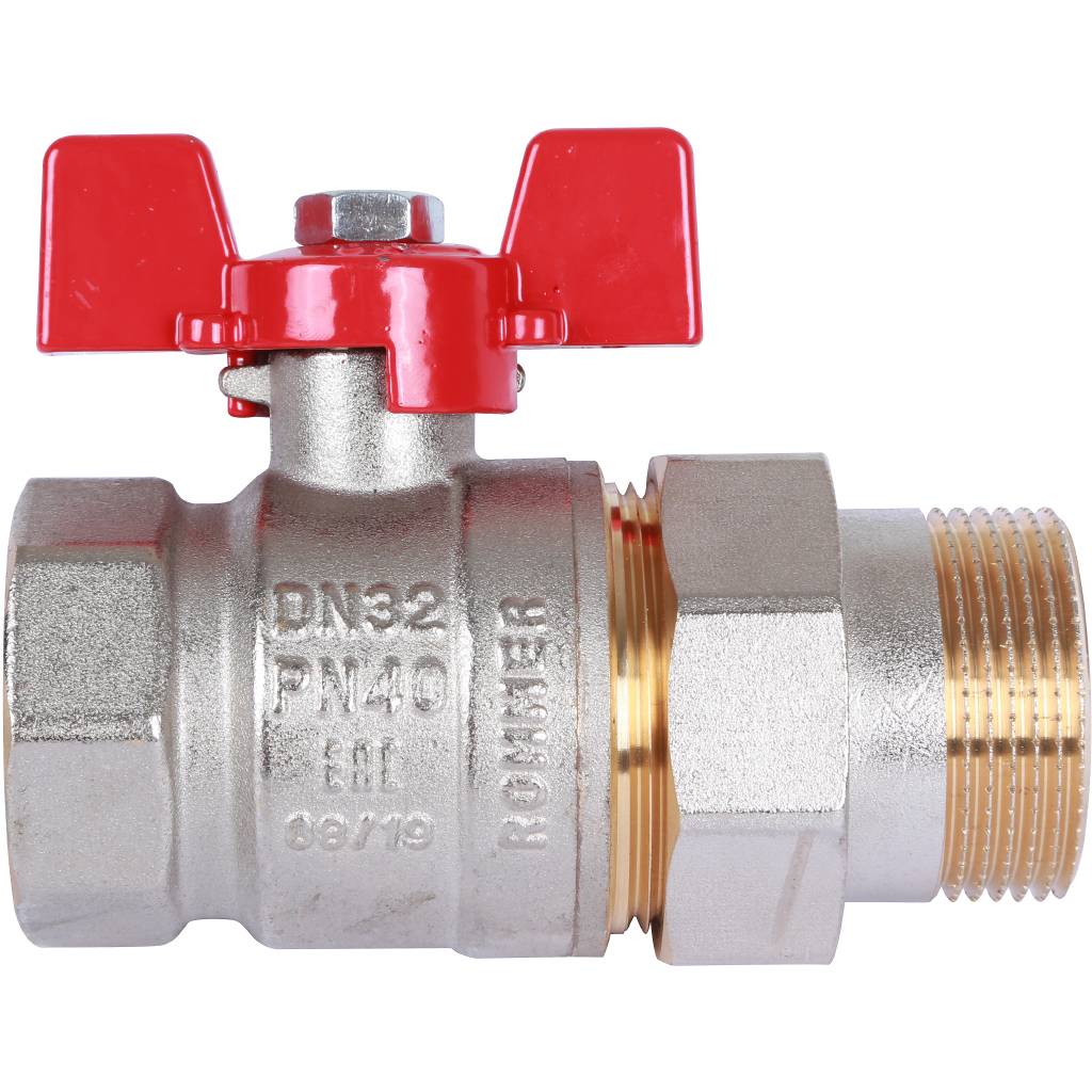 Кран шаровой ROMMER с американкой 1 1/4 ВН/НР, ручка бабочка, RBV-0005-0510232