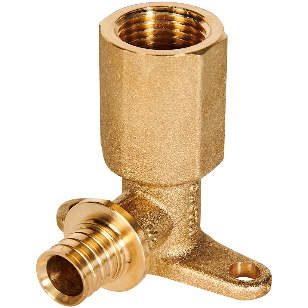 Угольник настенный с длинным нарезным патрубком ROMMER 16-G 1/2 для труб из сшитого полиэтилена аксиальный, RFA-0032-001612