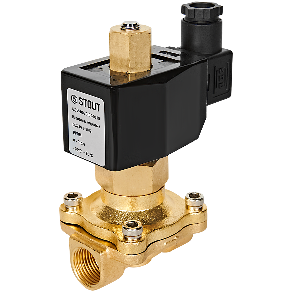Клапан соленоидный (электромагнитный) STOUT прямого действия НО 24В G1/2 SSV-0020-024015