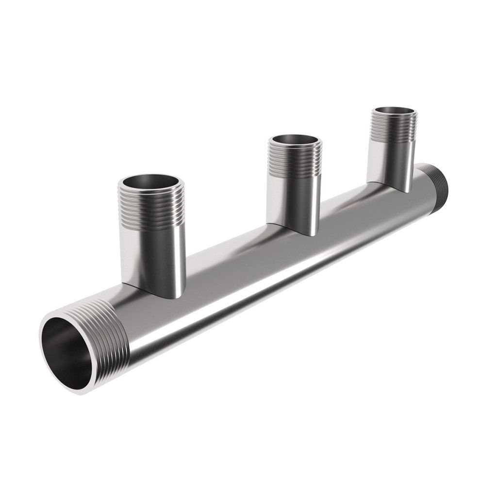 Распределительный коллектор GIDRUSS DMSS-32-25x3 (нерж., магистральное подкл. G 1, 3 контура G 1, PN10)