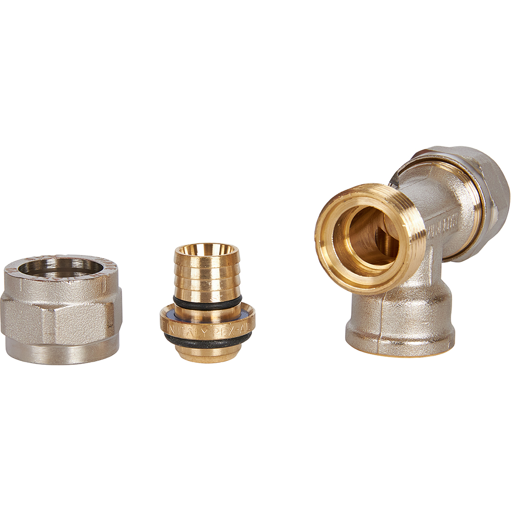 Тройник-переходник STOUT с внутренней резьбой 1/2 х20 для металлопластиковых труб винтовой, SFS-0012-001220