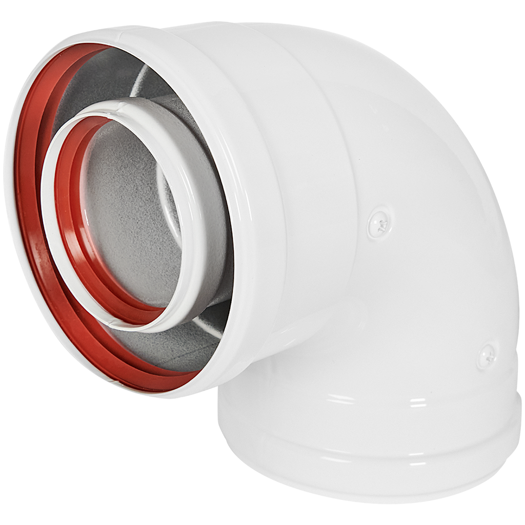 Отвод 90° традиционный коаксиальный ROMMER D60(м-м)/100(м-м)