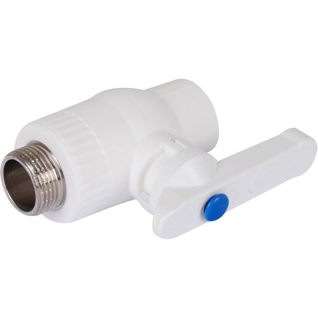 Кран шаровой Kalde комбинированный (наруж. резьба, 25х3/4 ) для полипропиленовых труб под сварку (цвет белый), 3242-vlb-250c05