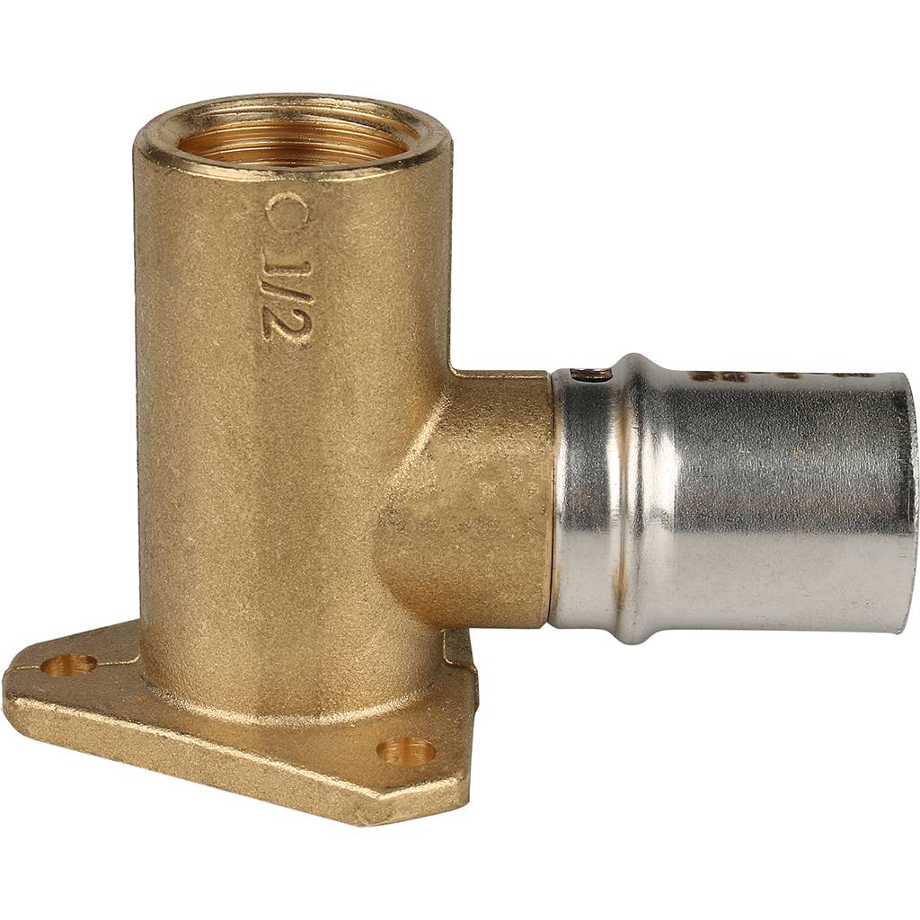 Угольник STOUT настенный с креплением удлинённый 1/2 х20 для металлопластиковых труб прессовой, SFP-0012-001220