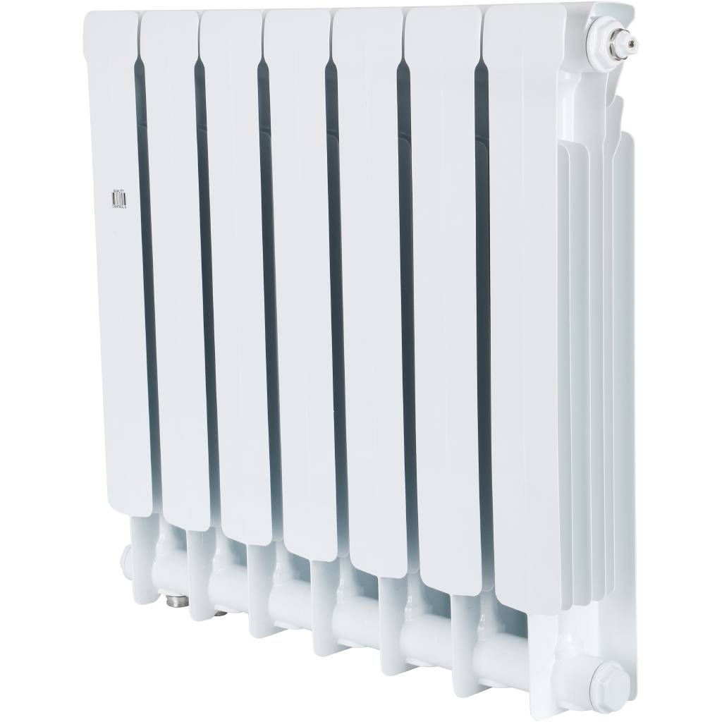 Радиатор биметаллический STOUT Space 500 7 секций нижнее правое подключение RAL9016, SRB-0320-050007