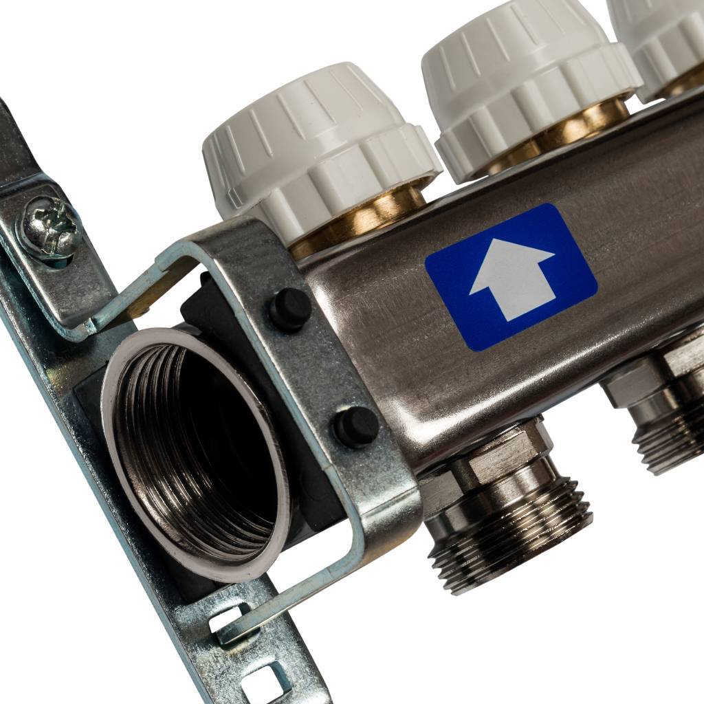 Коллектор из нержавеющей стали с расходомерами, с клапаном вып. воздуха и сливом STOUT 7 выходов, SMS-0927-000007