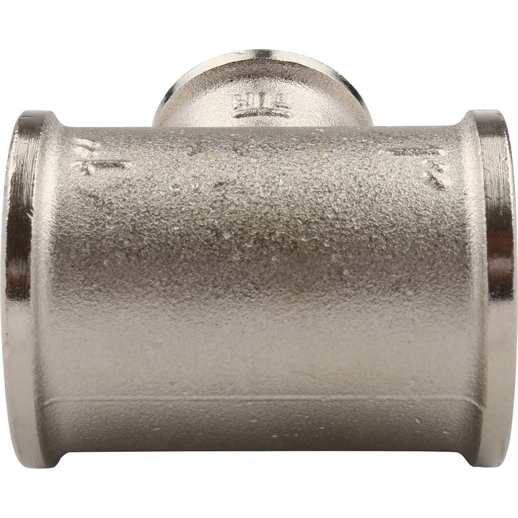 Тройник TIEMME ВВ никелированный 1х1/2х1 для стальных труб резьбовой, 1500180