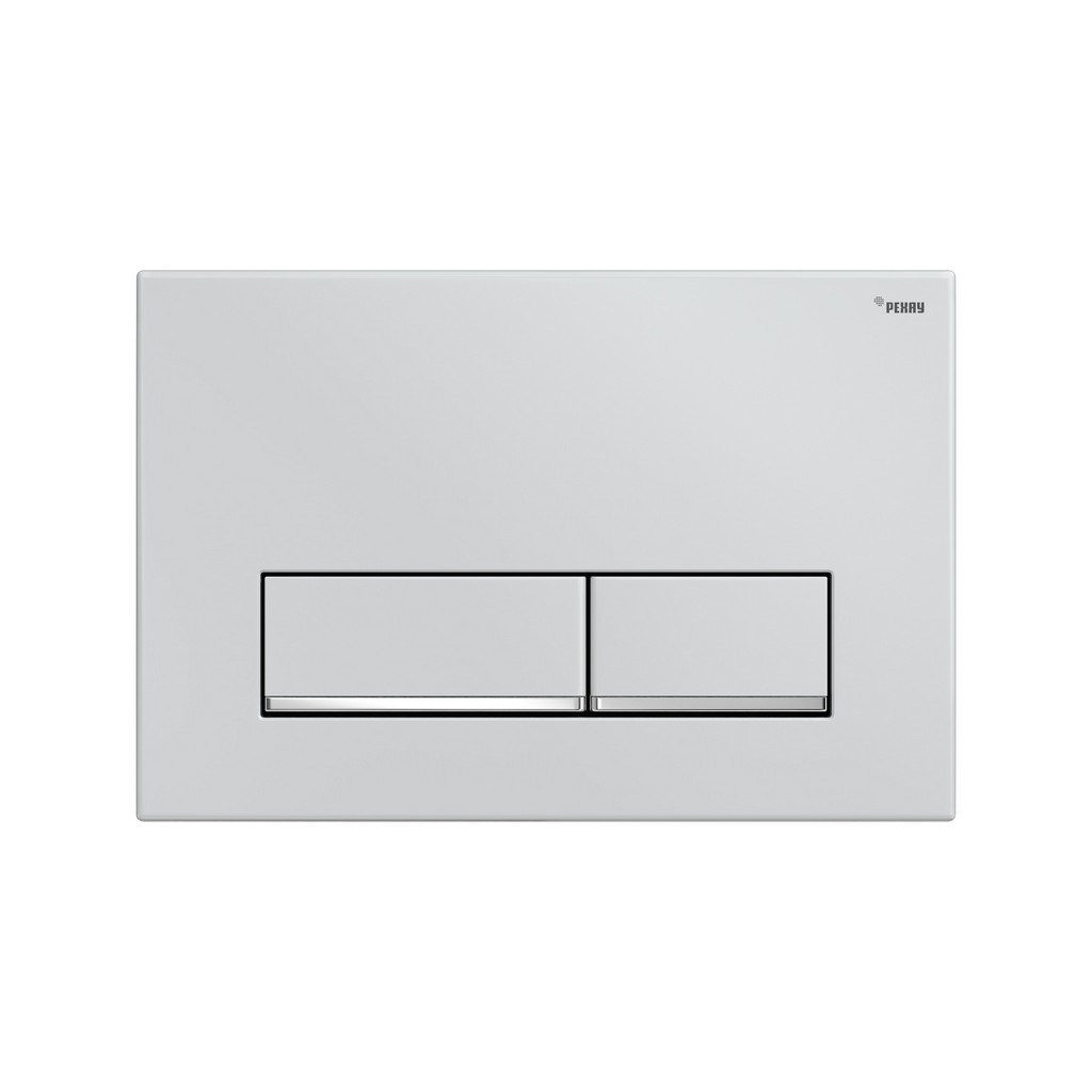 Панель смыва РЕХАУ NOVA LONG 002 с прямоугольными клавишами, пластик, белый, глянцевый, нижняя полоса клавиш хром, глянцевый, 19102501001