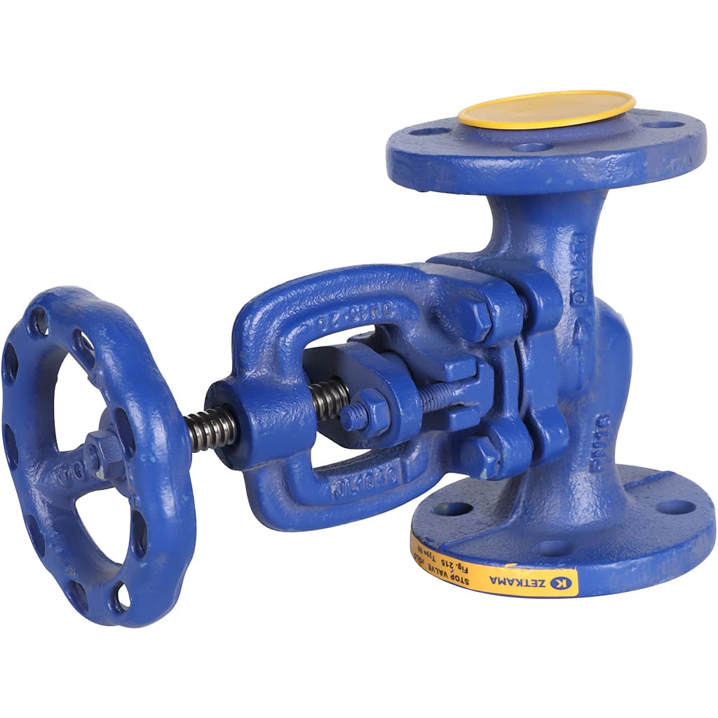 Клапан запорный ZETKAMA 215A Ду20 Ру16 фланцевый из чугуна, 215A020C00