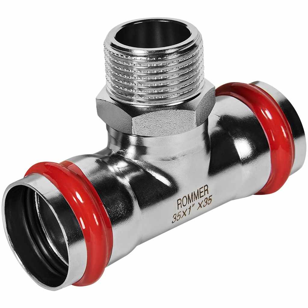 Тройник-Переходник ROMMER ВПр-НР, 35х1, из нержавеющей стали прессовой, RSS-1016-000351