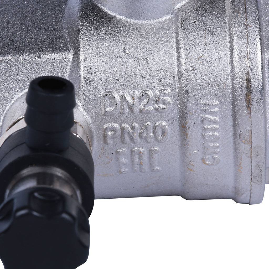 Кран шаровой BUGATTI Oregon с дренажем и воздухоотводчиком, (ручка-рычаг алюминий) внут-внут резьба 1, 03300029