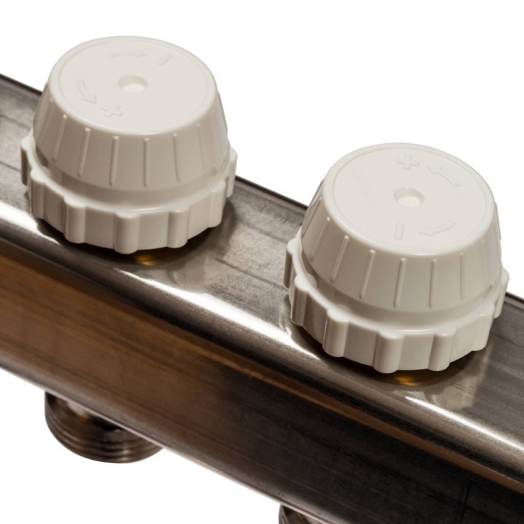 Коллектор из нержавеющей стали с расходомерами, с клапаном вып. воздуха и сливом STOUT 12 выходов, SMS-0927-000012