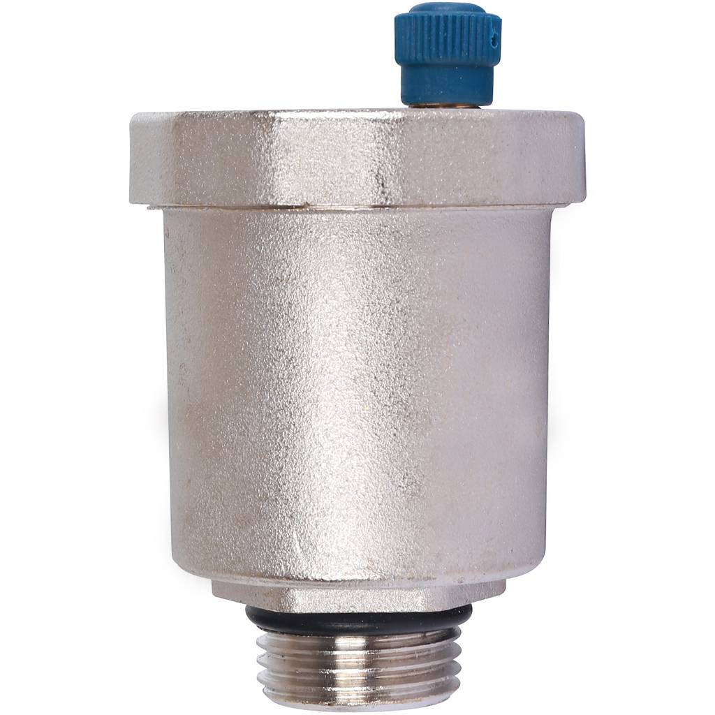 Воздухоотводчик автоматический вертикальный выпуск STOUT нар.р. 1/2 никель., уплотнительное кольцо — NBR