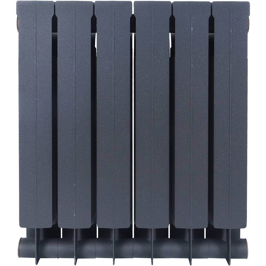 Радиатор биметаллический Global STYLE PLUS 500 6 секции боковое подключение (цвет cod.07 grigio scuro opaco mettalizzato 2748 (черный))