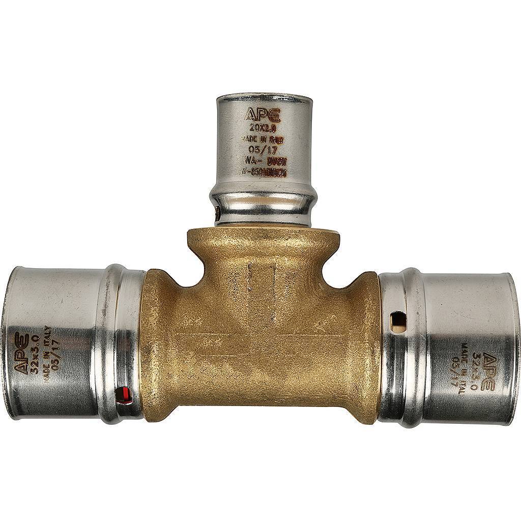 Тройник переходной STOUT 32х20х32 для металлопластиковых труб прессовой, SFP-0005-322032