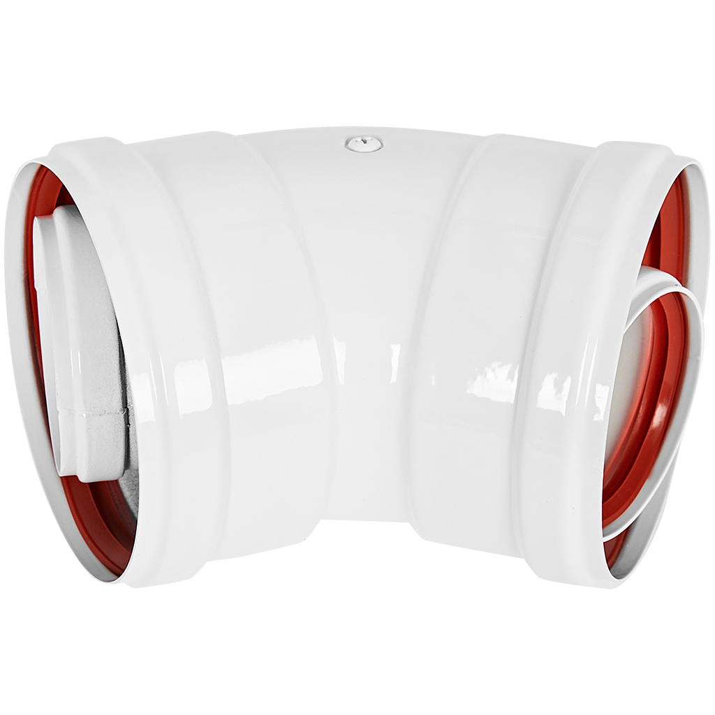 Отвод 45° традиционный коаксиальный ROMMER D60(м-м)/100(м-м)