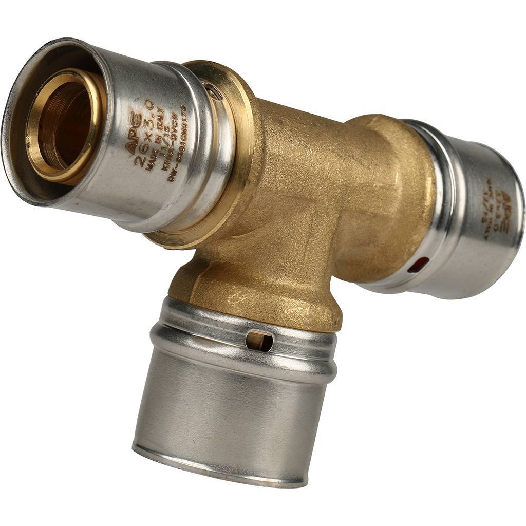 Тройник переходной STOUT 32x32x26 для металлопластиковых труб прессовой, SFP-0005-323226