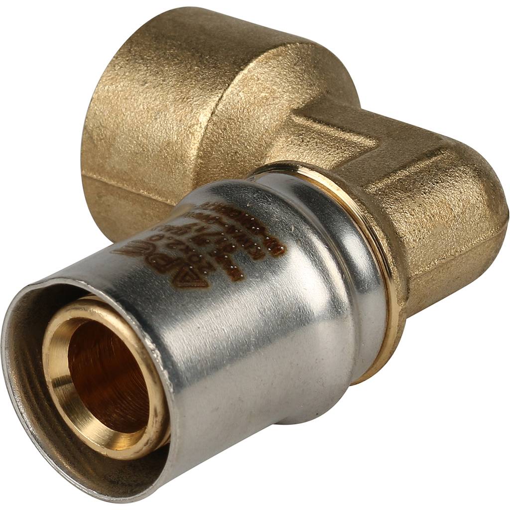 Угольник-переходник STOUT с внутренней резьбой 1/2 х20 для металлопластиковых труб прессовой, SFP-0010-001220