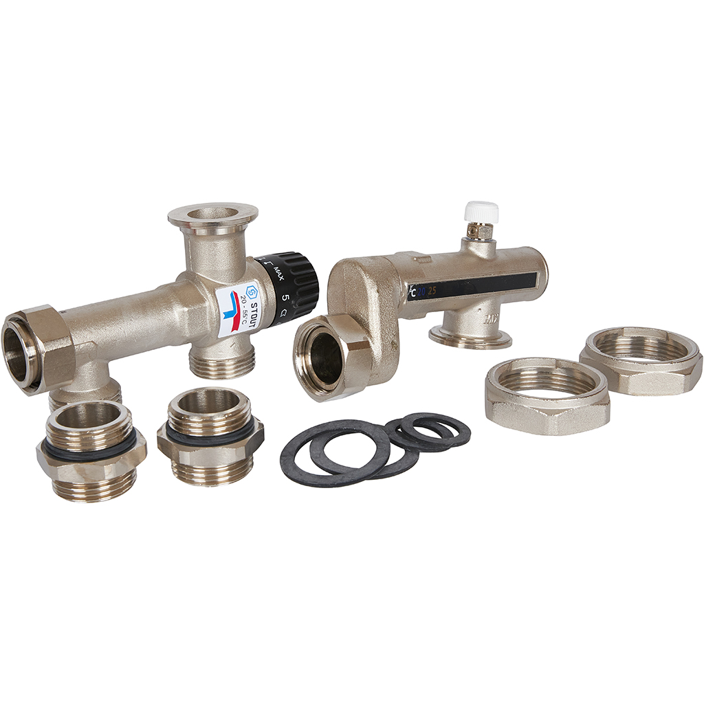 Насосно-смесительный узел STOUT SDG-0120 с термостатическим клапаном 20-55°C, без насоса