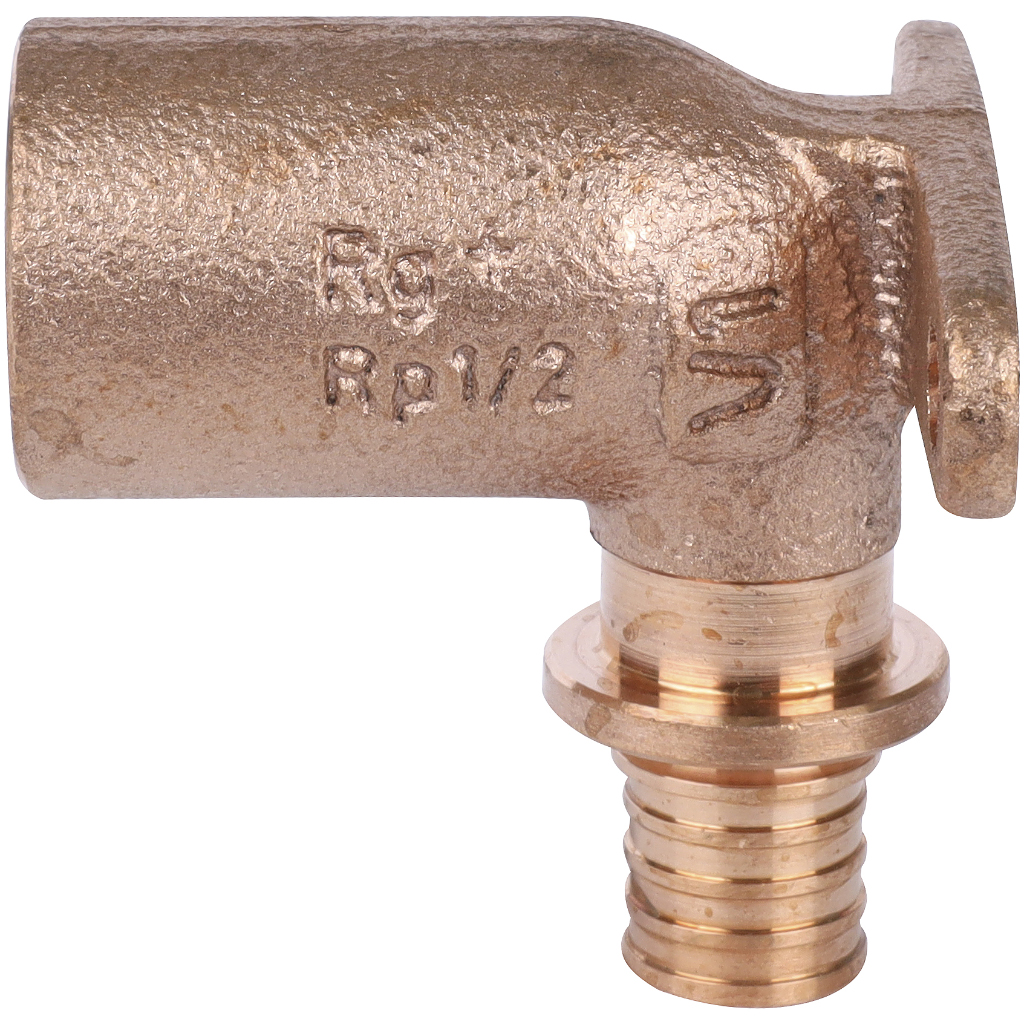 Угольник настенный РЕХАУ RAUTITAN 16-Rp 1/2 RX+ с длинным патрубком, внутр. резьба для труб из полиэтилена аксиальный, 14563621001