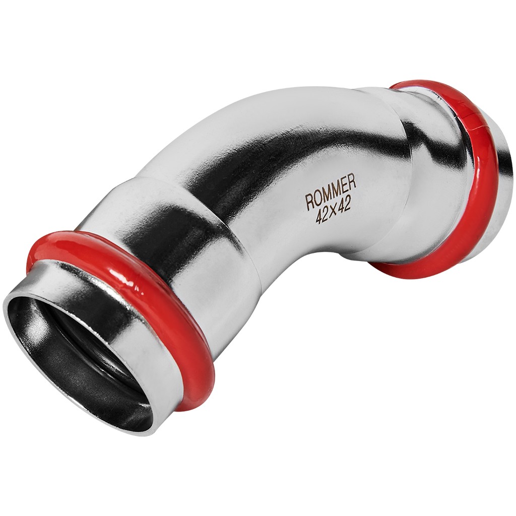 Угольник ROMMER 45° ВПр-ВПр, 42, из нержавеющей стали прессовой, RSS-1005-000042