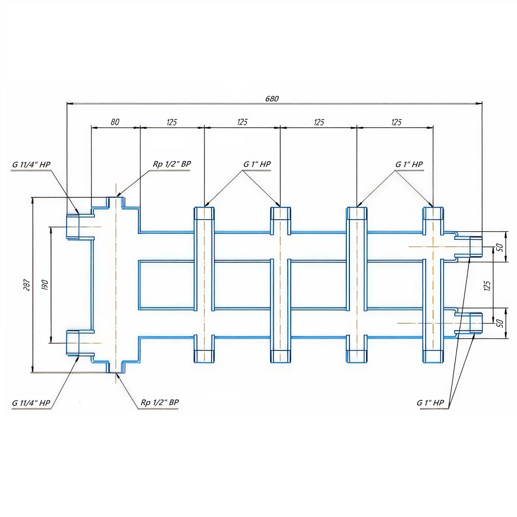 ROMMER RDG-0060-024025 ROMMER Коллектор (дублер компакт) с гидроразделителем на 2+2+1 контура  до 60 кВт