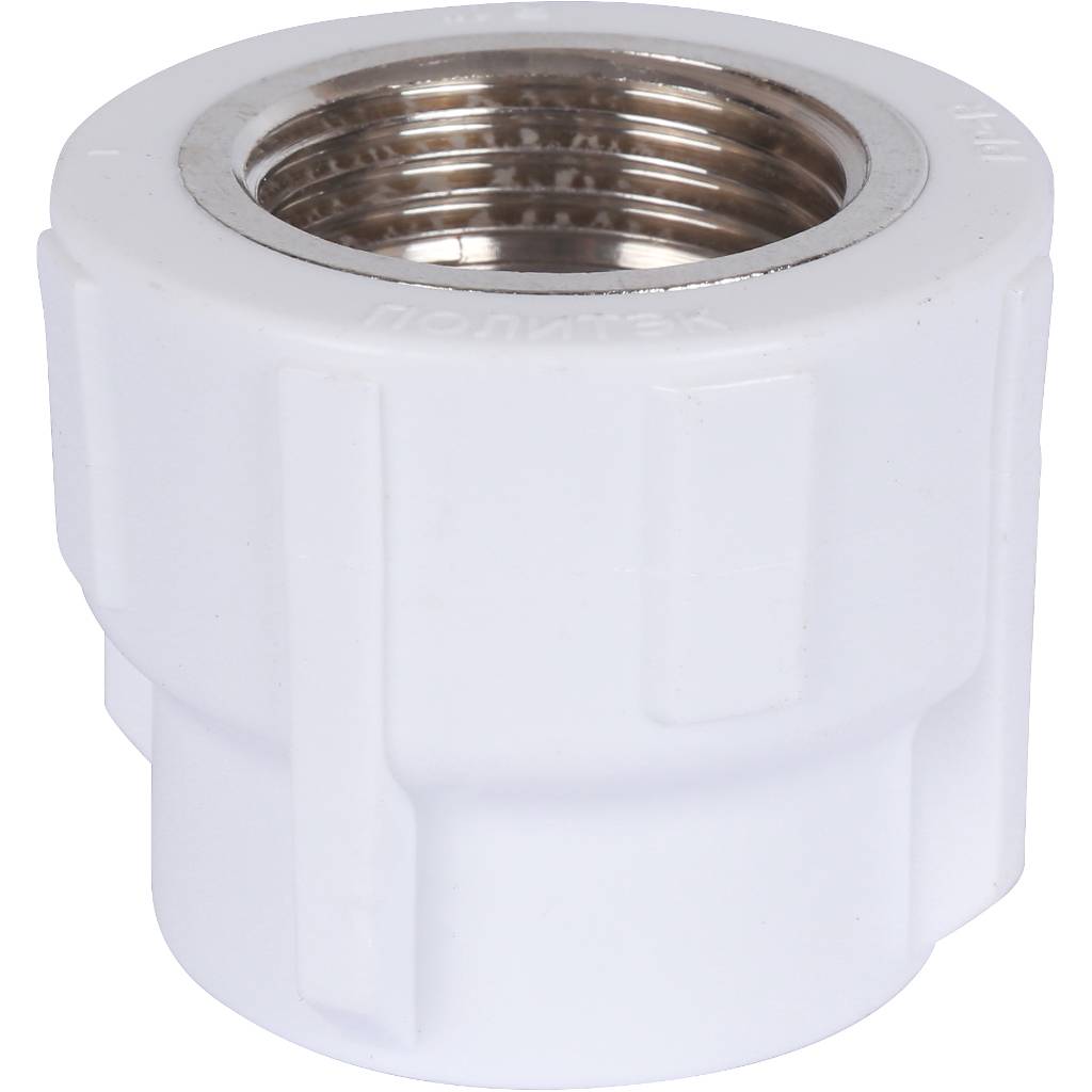 Муфта комбинированная Политэк 32х1 внутр. резьба для полипропиленовых труб под сварку (цвет белый), 9100003201