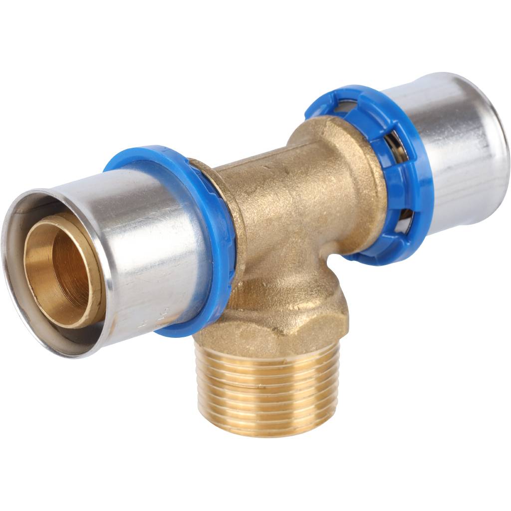 Тройник-переходник APE с наружной резьбой 26х3/4 х26 для металлопластиковых труб прессовой, ARL2004303