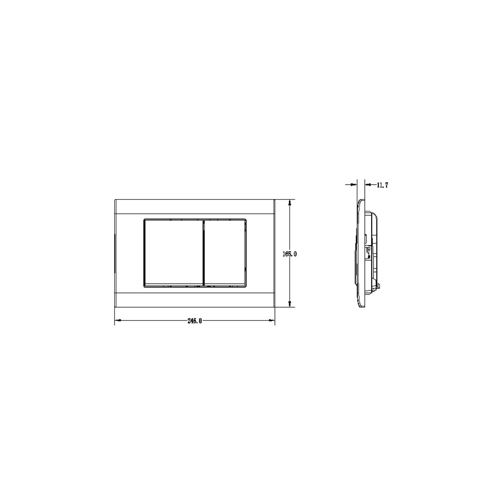 Панель смыва РЕХАУ NOVA QUAD 001 с прямоугольными клавишами, пластик, графитовый, матовый, 19102041001