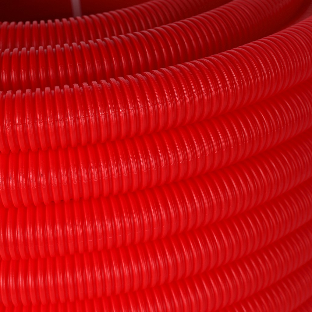 Труба гофрированная STOUT ПНД, цвет красный, наружным диаметром 35 мм для труб диаметром 25 мм, SPG-0002-503525