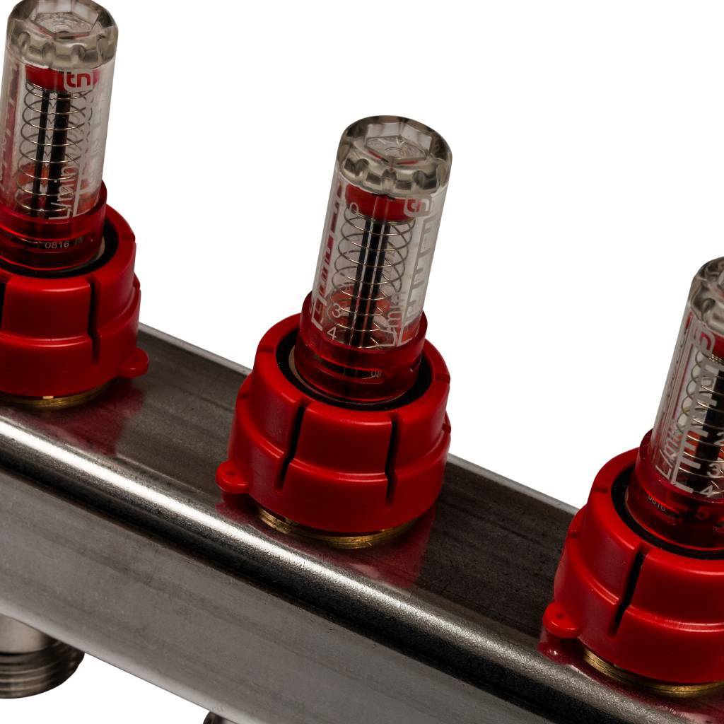 Коллектор из нержавеющей стали с расходомерами STOUT 6 выходов