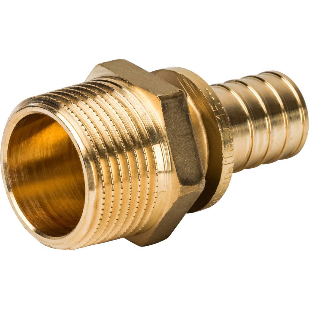 Переходник STOUT с наружной резьбой 25xR 1 для труб из сшитого полиэтилена аксиальный