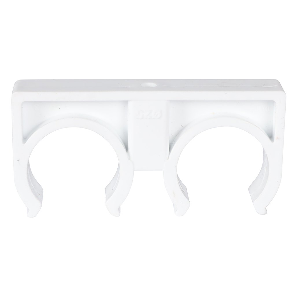 Двойное крепление Политэк d=25 для полипропиленовых труб под сварку (цвет белый)