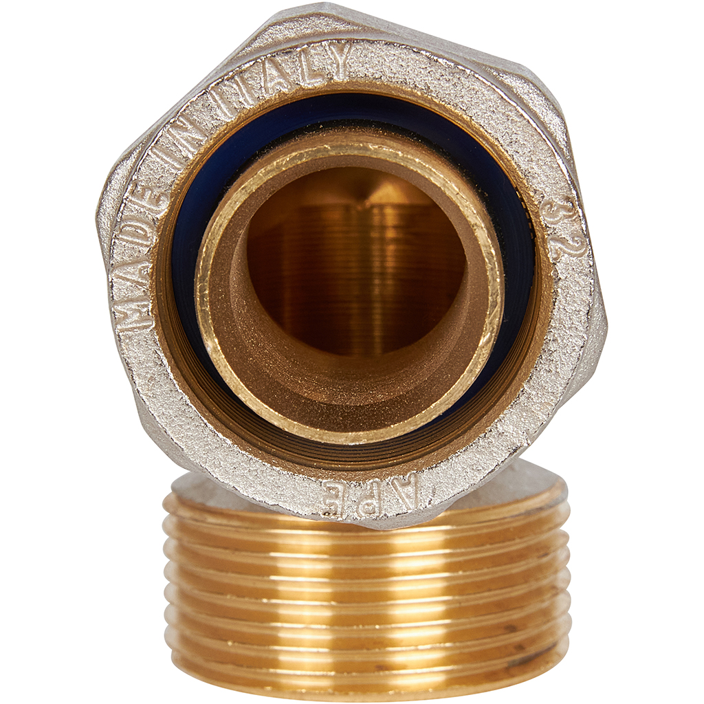 Угольник-переходник STOUT с наружной резьбой 1 1/4 x32 для металлопластиковых труб винтовой, SFS-0006-011432