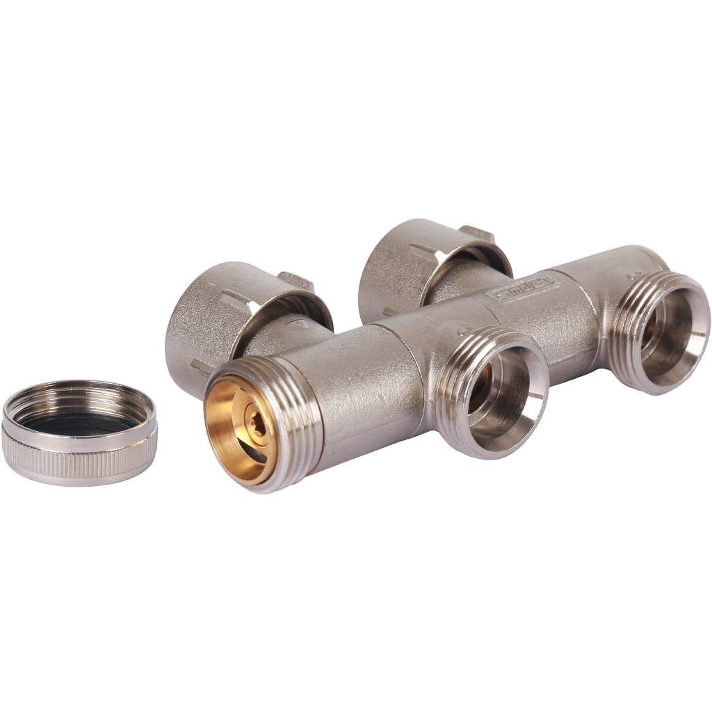 Узел нижнего подключения Meibes FE2, двухтрубное подключение, с функцией отсечки, слива и наполнения 3/4, F12004