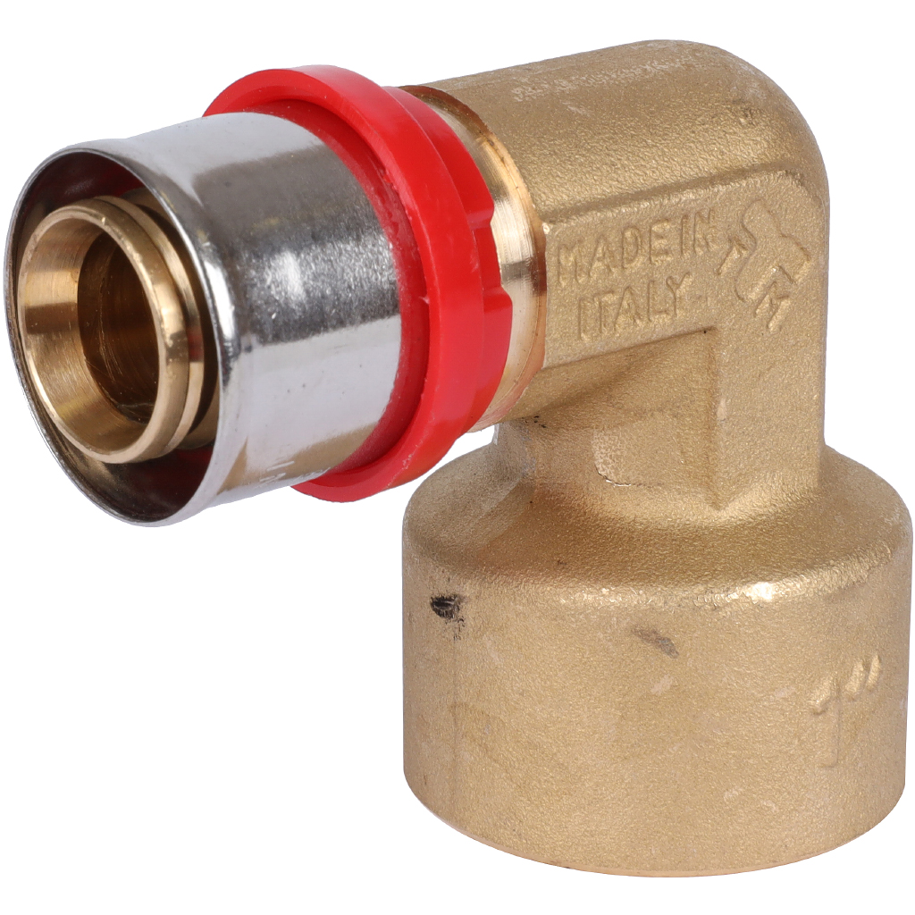 Угольник TIEMME с внутренней резьбой 26x1 для металлопластиковых труб прессовой, 1650080