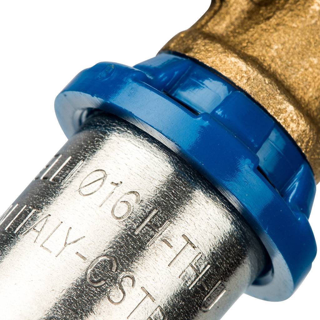 Угольник Prandelli Multyrama 90 (внутр.резьба, крепеж, 16х2х1/2 профиль H,TH,U) для металлопластиковых труб прессовой, 509.10.51.6