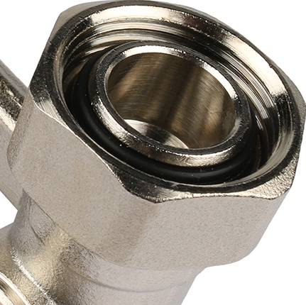 Пара шаровых кранов РЕХАУ RAUTITAN с соед. нип. G 1/2xG 3/4, угловой (никелирован.), 12407371001