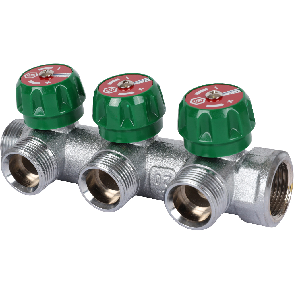 Коллектор регулирующий STOUT 3/4, 3 отвода 3/4 ЕК